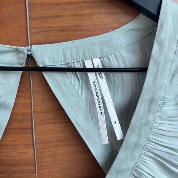 Anthropologie Blouson-Sleeve Blouse In Mint Green, Size M - Picture 7 of 16